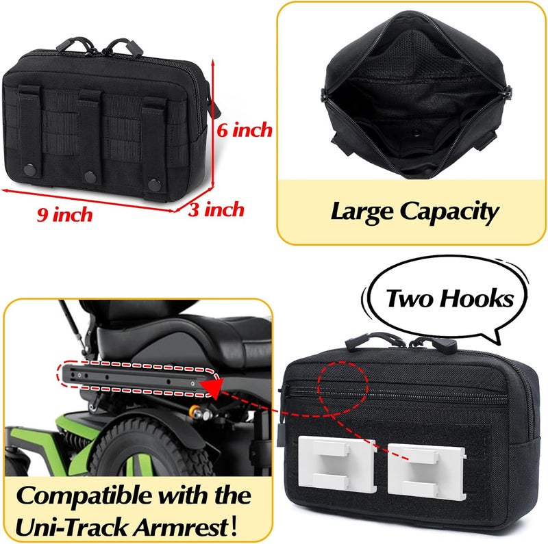 WSBXBB Wheel Chair Side Bag for Permobil Power, Removable Storage Bag for Permobil Wheelchair accessories, compatible with Uni-Track Armrest such as M300, M3, M1, F3, F5, K300 Ps - Image 2